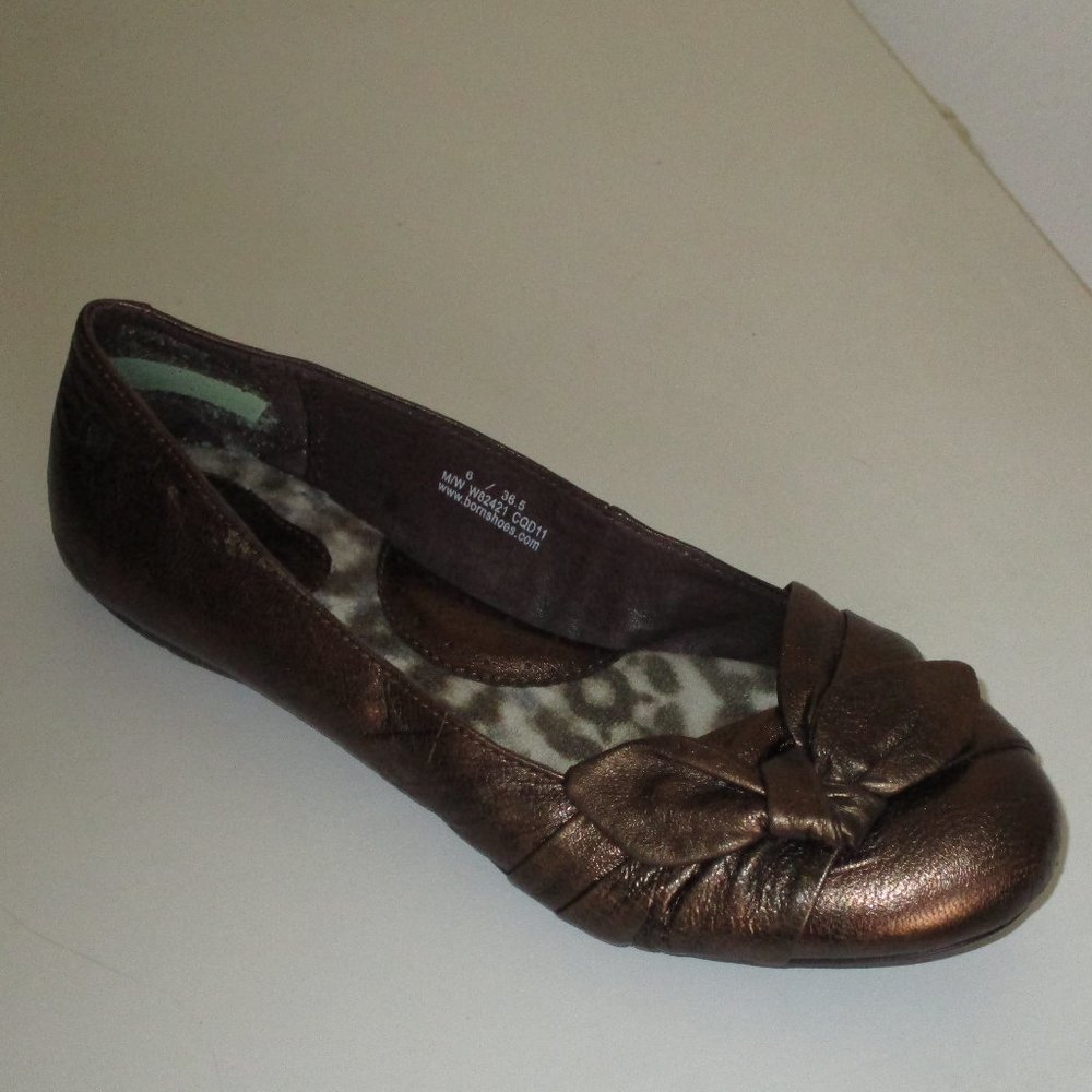 Born Womens Bronze Leather Ballet Flat - Size 6M or EUR 36.5